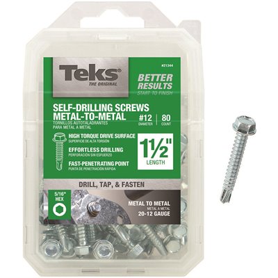 #12X1-1/2 HEX SCREWS 80PK