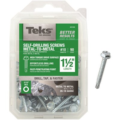 #10X1-1/2 HEX SCREWS 90PK