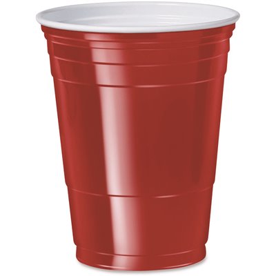 CUP,PLASTIC,RED,16 OZ