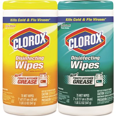 WIPES,CLOROX,2PK/75EA,WH