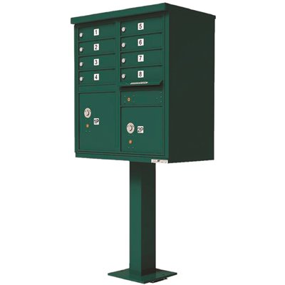 MAILBOX 8 PED FOREST GREEN