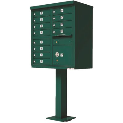 MAILBOX 12 PED FOREST GREEN