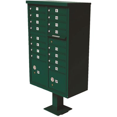 MAILBOX 16 PED FOREST GREEN