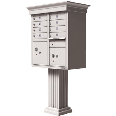 MAILBOX 8 PED WHITE