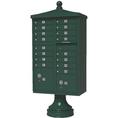 MAILBOX 16 PED FOREST GREEN