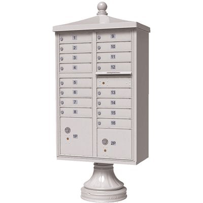 MAILBOX 16 PED WHITE