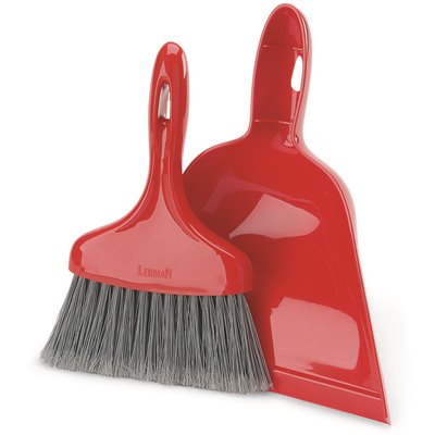 DUST PAN W/ WHISK BROOM RED