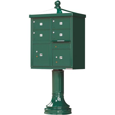 MAILBOX 4 PED FOREST GREEN