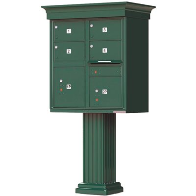 MAILBOX 4 PED FOREST GREEN