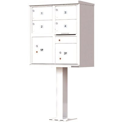 MAILBOX 4 PED WHITE