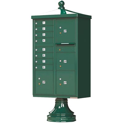 MAILBOX 8 PED FOREST GREEN