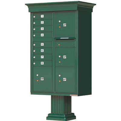 MAILBOX 8 PED FOREST GREEN