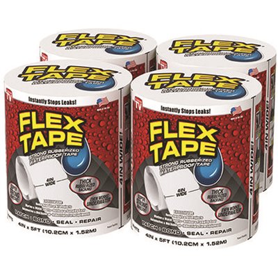 WTRPRF TAPE WHITE 4"X5' 4CS