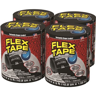 WTRPRF TAPE BLACK 4"X5' 4CS