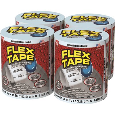 WTRPRF TAPE CLEAR 4"X5' 4CS