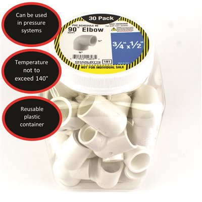 3/4"x1/2" PVC ELBOW SXF 30PK