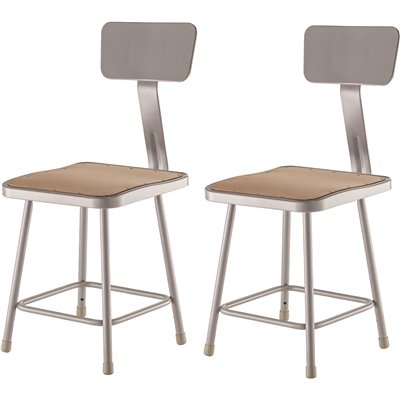 18"SQ STOOL W/BCKRST GRY 2PK