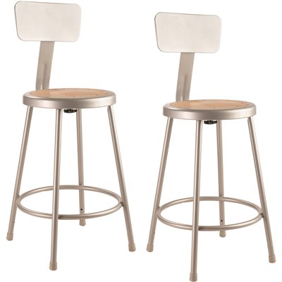 24" STOOL W/BCKRST GRY 2PK