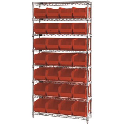 WIRESHELVING 8T 36X14X74 RED