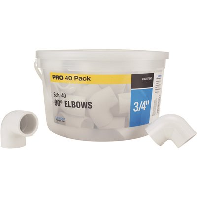 3/4" SCH 40 PVC 90° ELB 40PK