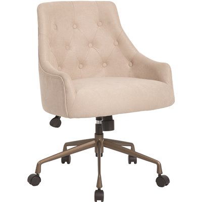 DESK CHAIR BEIGE FABRIC/BRNZ