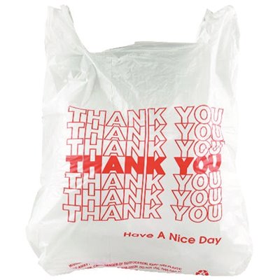 WHITE PLASTIC THANK YOU BAG